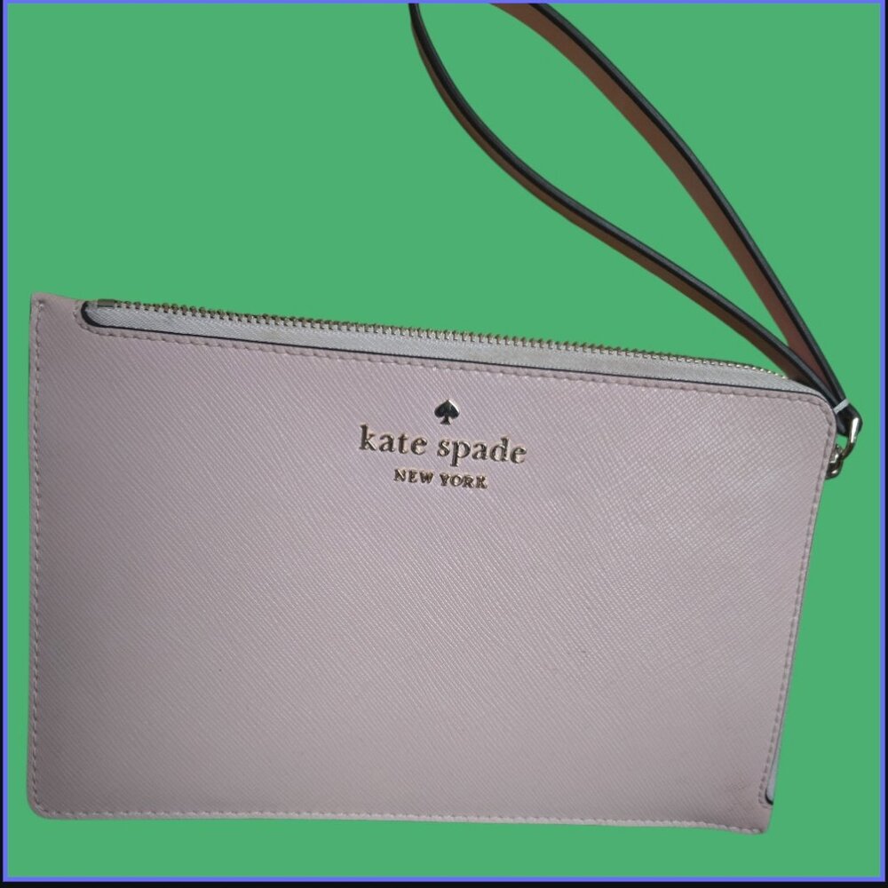 ✨Kate Spade Saffiano Leather Wristlet ✨Madison Double Zip  | Baby Pink EUC